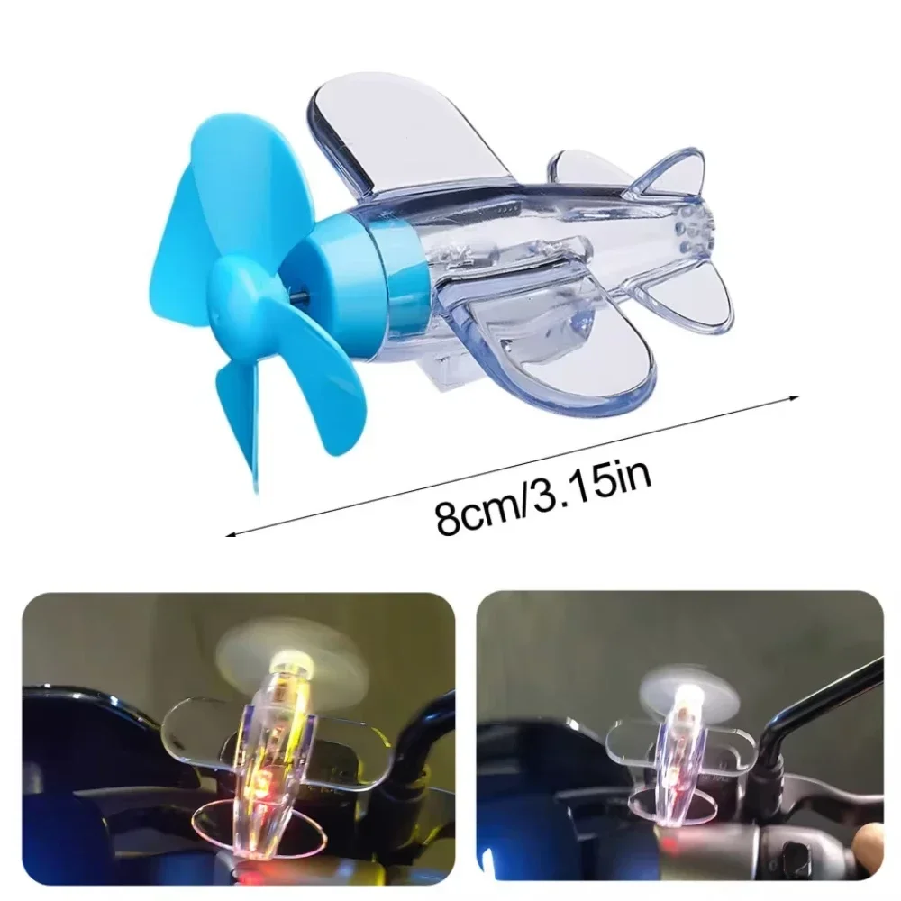 Motorcycle Propeller Bicycle Motorbike Handlebar Decoration Wind Powered LED Airplane Rearview Mirror  Cycling Riding Accessorie