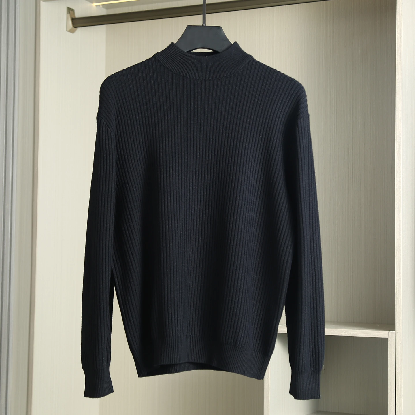 سترة محبوكة غير رسمية للرجال بياقة عالية ماركة عصرية من القطن والبوليستر والنايلون مزيج طويل Sve ملابس ترفيهية #3