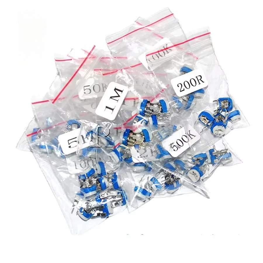 65/100PCS RM065 Trimmer Potentiometer Adjustable Resistor Potentiometer Kit 100/200/500/1K/2K/5K/10K/20K/50K/100K/200K/500K/1M
