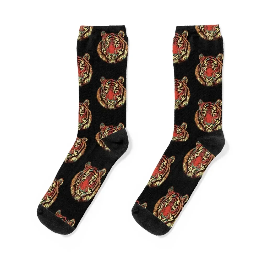 Exotic Tiger Head Filled With Fiery Passion Socks Non-slip cartoon Soccer christmas gift Socks Men's Women's