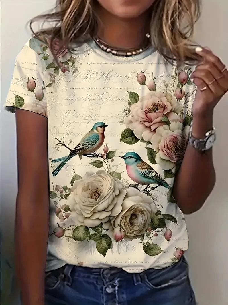 

Women's PLUS Size 3D Printed Short Sleeved T-shirt, Loose and Casual, Soft, Comfortable and Breathable, Suitable for Outdoor