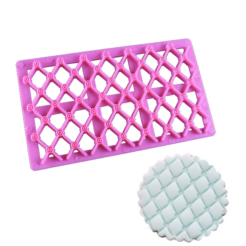 Plastic Printing Biscuits Cake Cookie Cutter Fondant Lace  Decoration Petal Quilt Embosser Mold  Tools Pastry Baking Hot