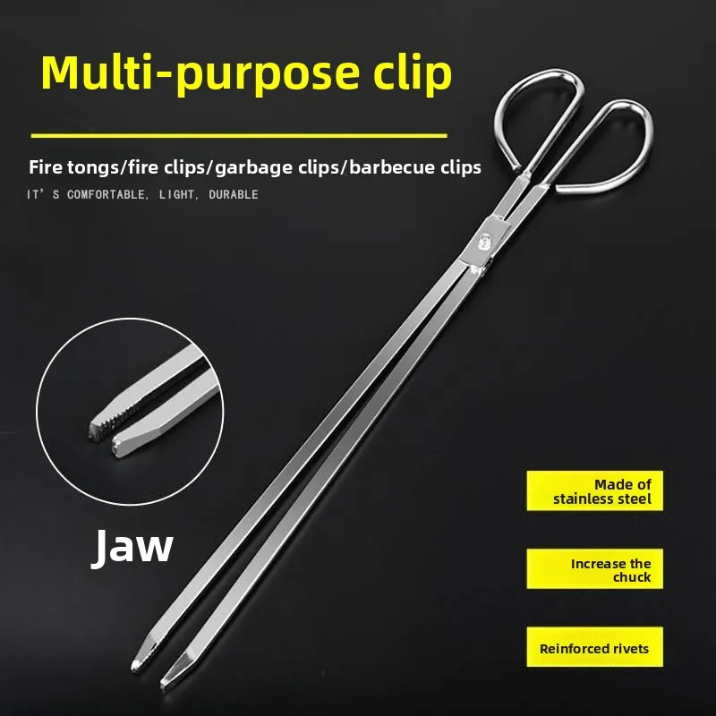 

Stainless Steel 304 Household Fire Tongs Trash Grabber Coal Clamp Charcoal Sanitation Tool for Cleaning Home And Personal Use