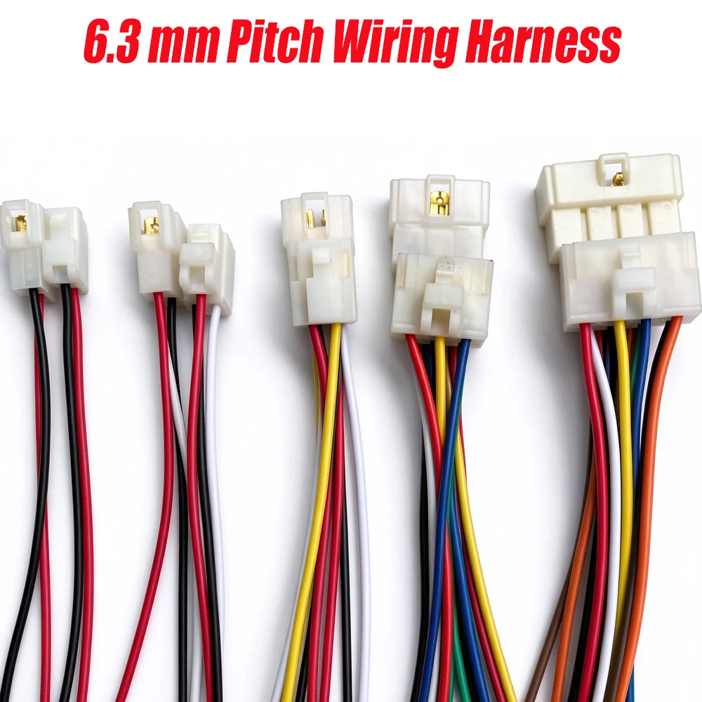 10pcs 6.3MM Auto Connector Male Female Plug Wire Harness Motorcycle E-bike Electrical Cable Connector 2/3/4/6/8 Pin