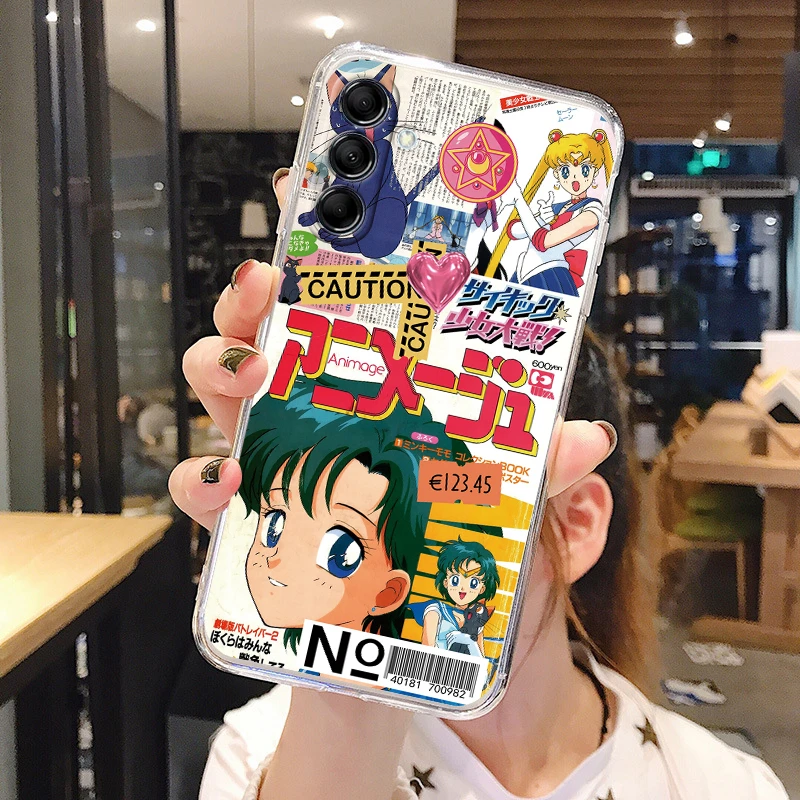 Samsung Galaxy a54 5g um 54, desenhos animados, marinheiros, lua, coelho, gato, transparente, caso de silicone tpu