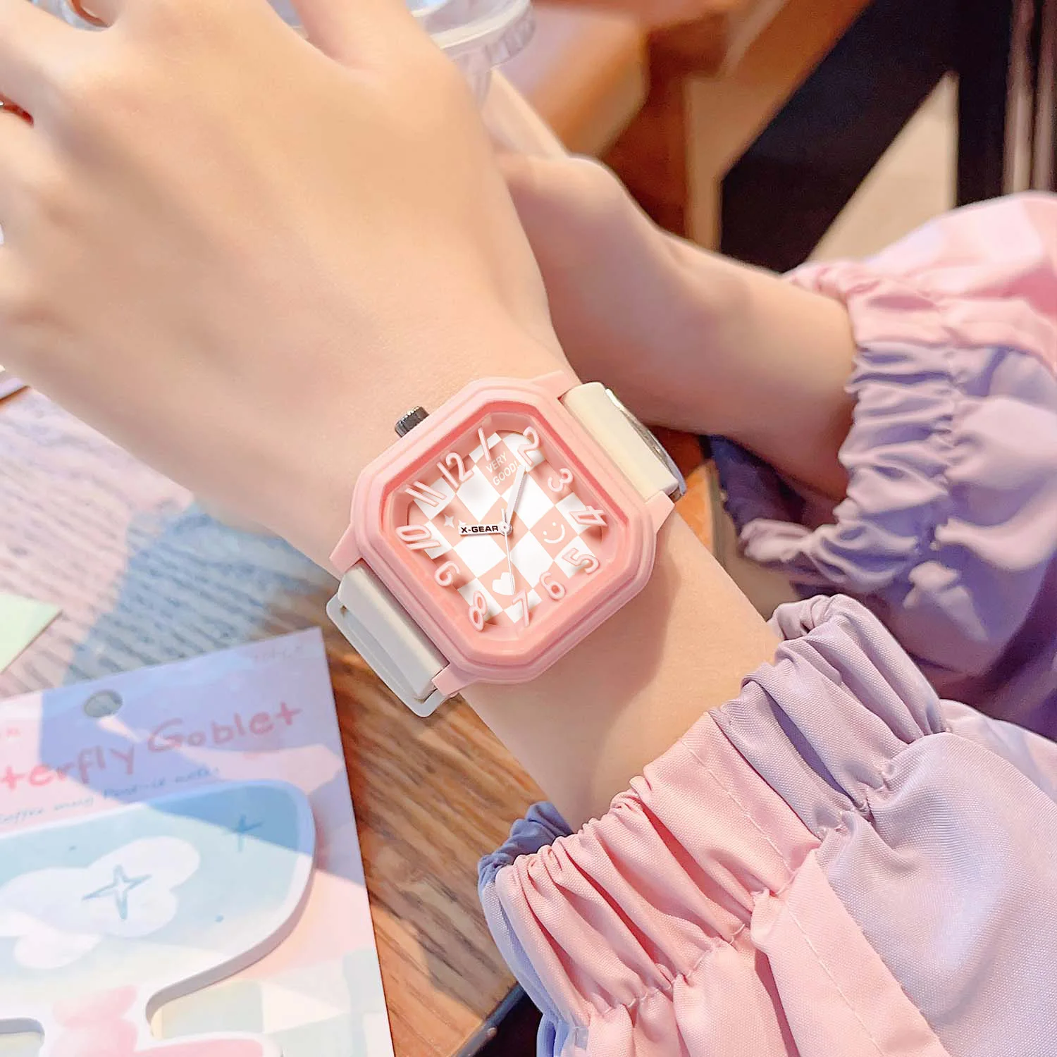 ساعة إلكترونية X-GEAR للفتيات الطالبات الرقمية للفتيات موضة دوبامين مقاومة للماء وإضاءة ليلية جديدة لطلاب المدارس الثانوية