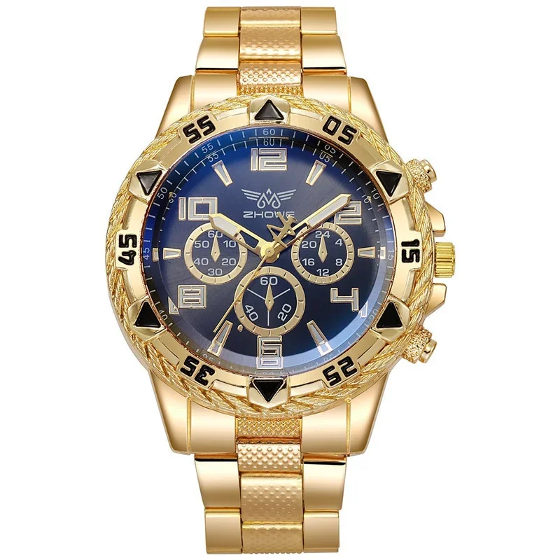 6pcs Men's Large Dial Quartz Watch Stainless Steel Strap Cross-Border Wholesale Manufacturer Foreign Trade Live Broadcast