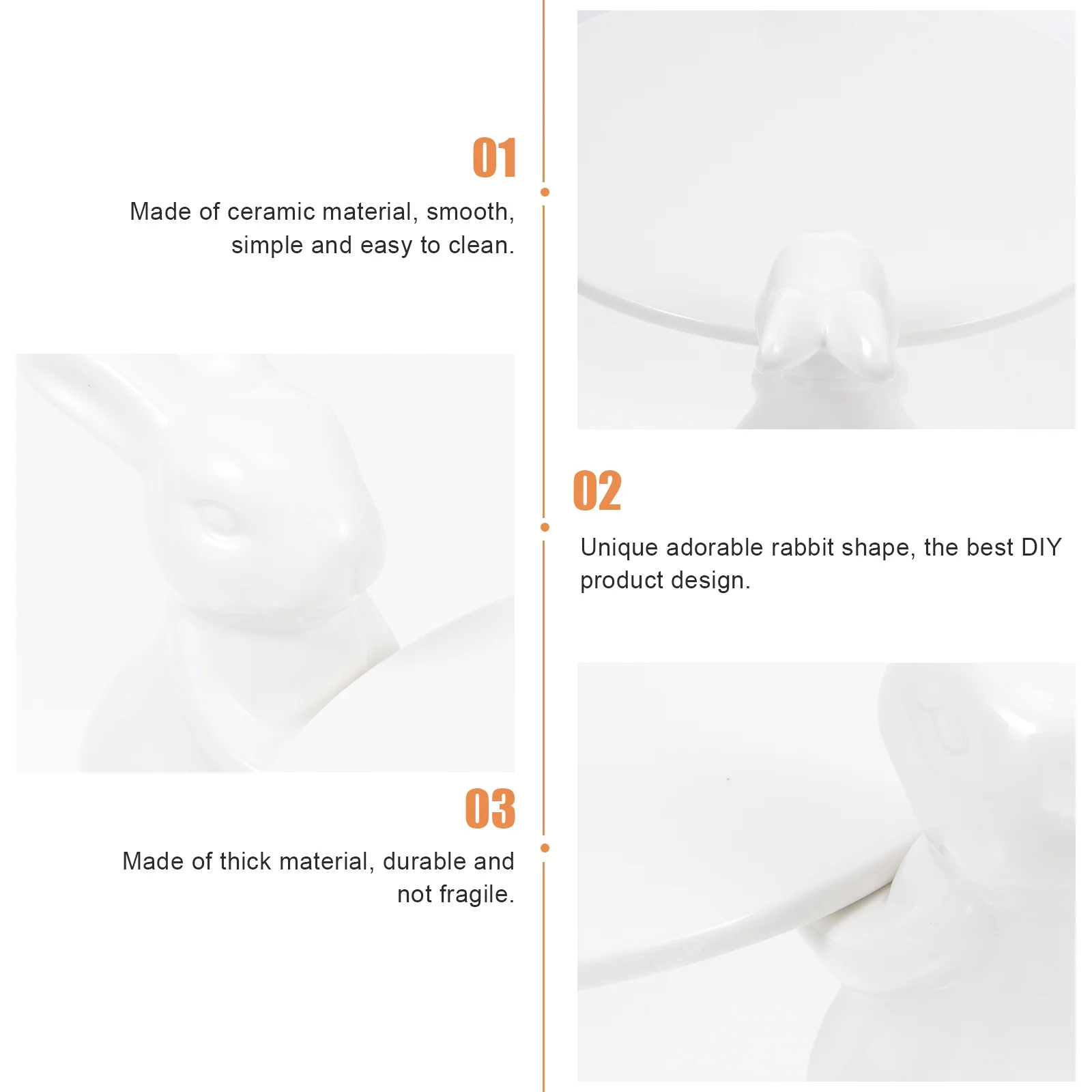 

1Pcs Rabbit Cake Tray White Creative Dessert Holder for Party Snack Display Cupcakes Fruit Storage Decorative Plate