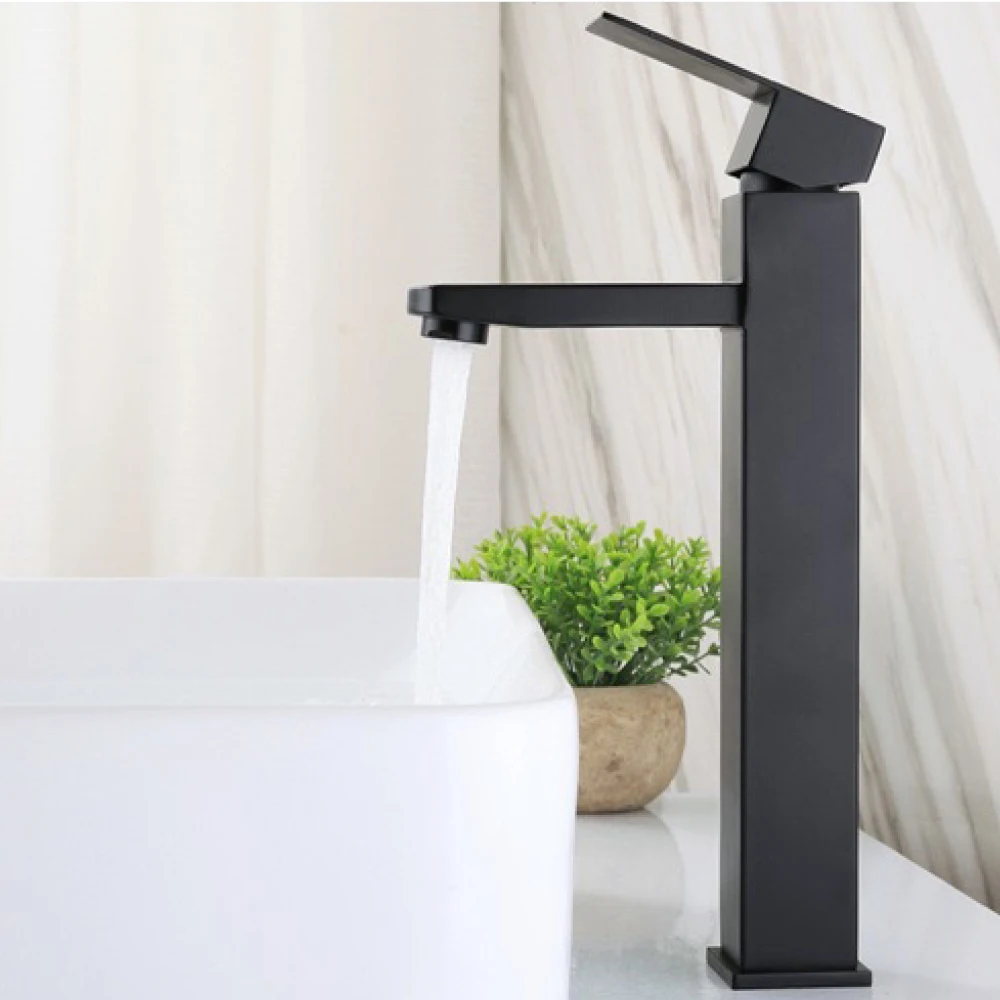 

Matte Black Basin Faucet Bathroom Faucet Hot Cold Water Mixer Taps Sink Faucet Single Lever Single Hole Bathroom Faucet