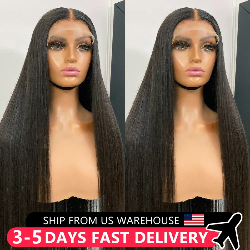 Bone Straight 13x4 Lace Frontal Wig 100% Human Hair For Black Women Pre Plucked Cheap 32 34Inch 13x6 Lace Front Wig On Sale