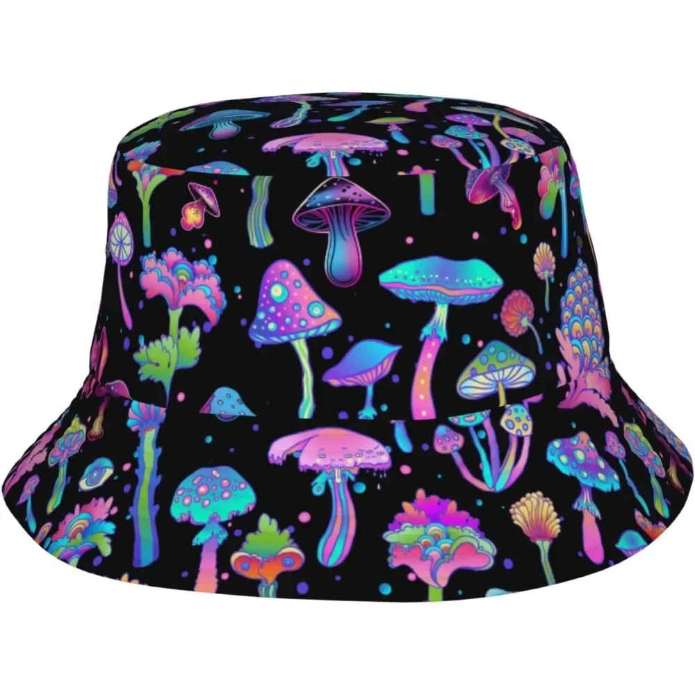 

Purple Mushroom Fisherman Cap Summer Unisex Printing Bucket Hat Outdoor Gardening Beach Camping Hiking Fishing Caps