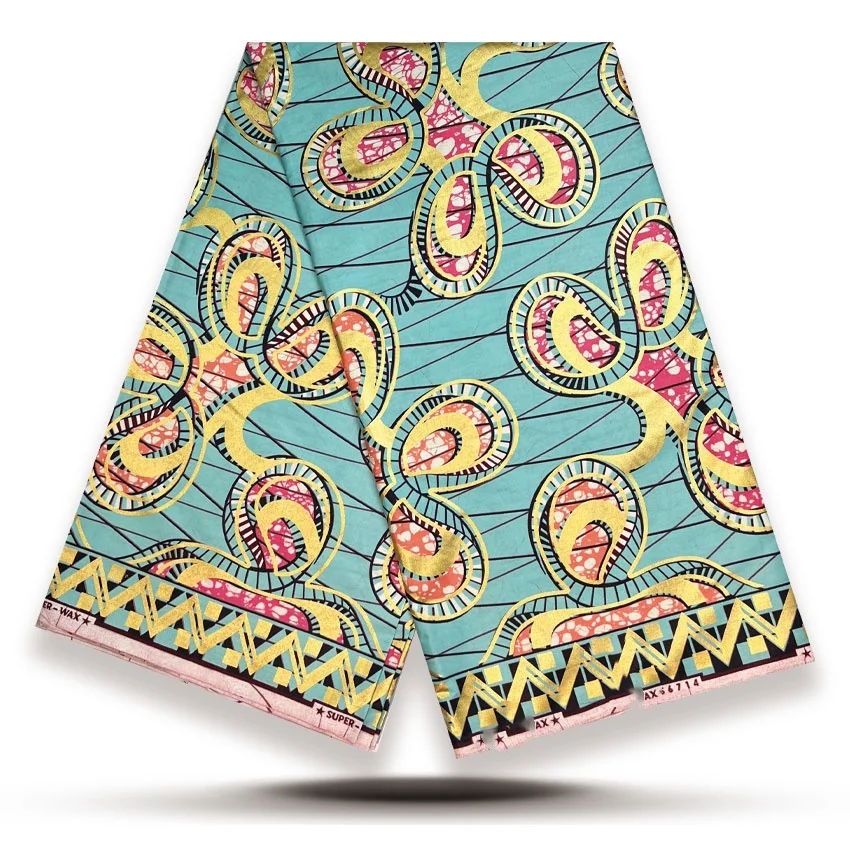 

Новая коллекция 2026: Нигерийская ткань с золотым восковым принтом – высококачественная африканская восковая ткань для пэчворка, одежды и рукоделия Y3