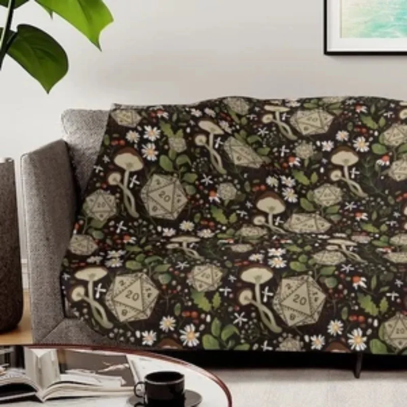 Dnd Druid Blanket Dnd Sherpa Blanket Woodland dnd cover, D20 blanket Ranger Blanket Mushrooms dnd blanket Dnd gifts