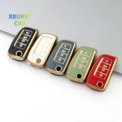 4 Buttons TPU Auto Shell Fob Gold Edge Car Key Case Cover for Nissan Qashqai X-Trail T32 Rogue Juke F15 J11 Murano Maxima Altima