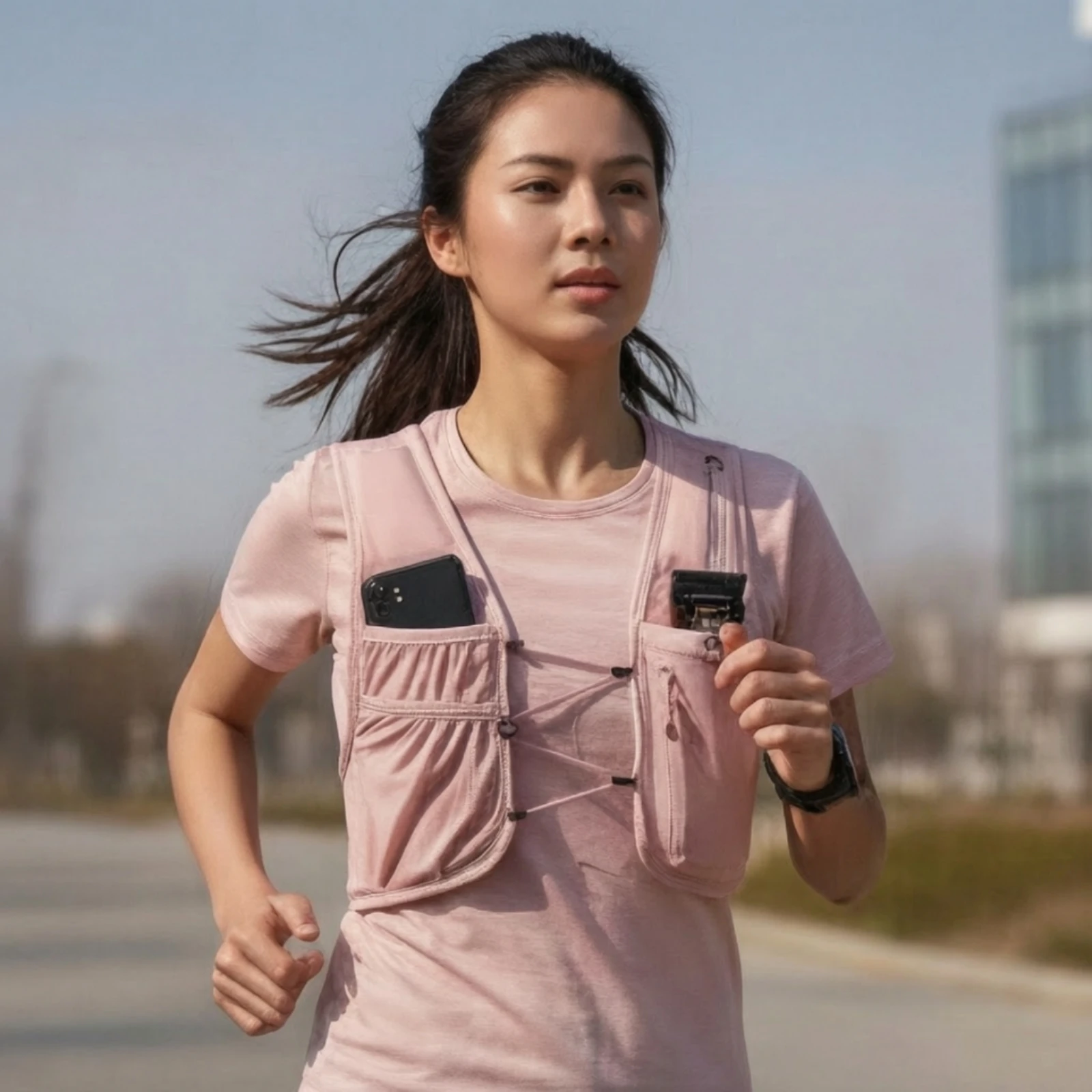 Running Gear Hydration - เสื้อกั๊กสำหรับนักวิ่งแบบมีช่องใส่ของ ระบายอากาศได้ดี พร้อมแถบสะท้อนแสง มองเห็นได้ชัดเจน เหมาะสำหรับนักวิ่งและการฝึกซ้อมกลางแจ้ง
