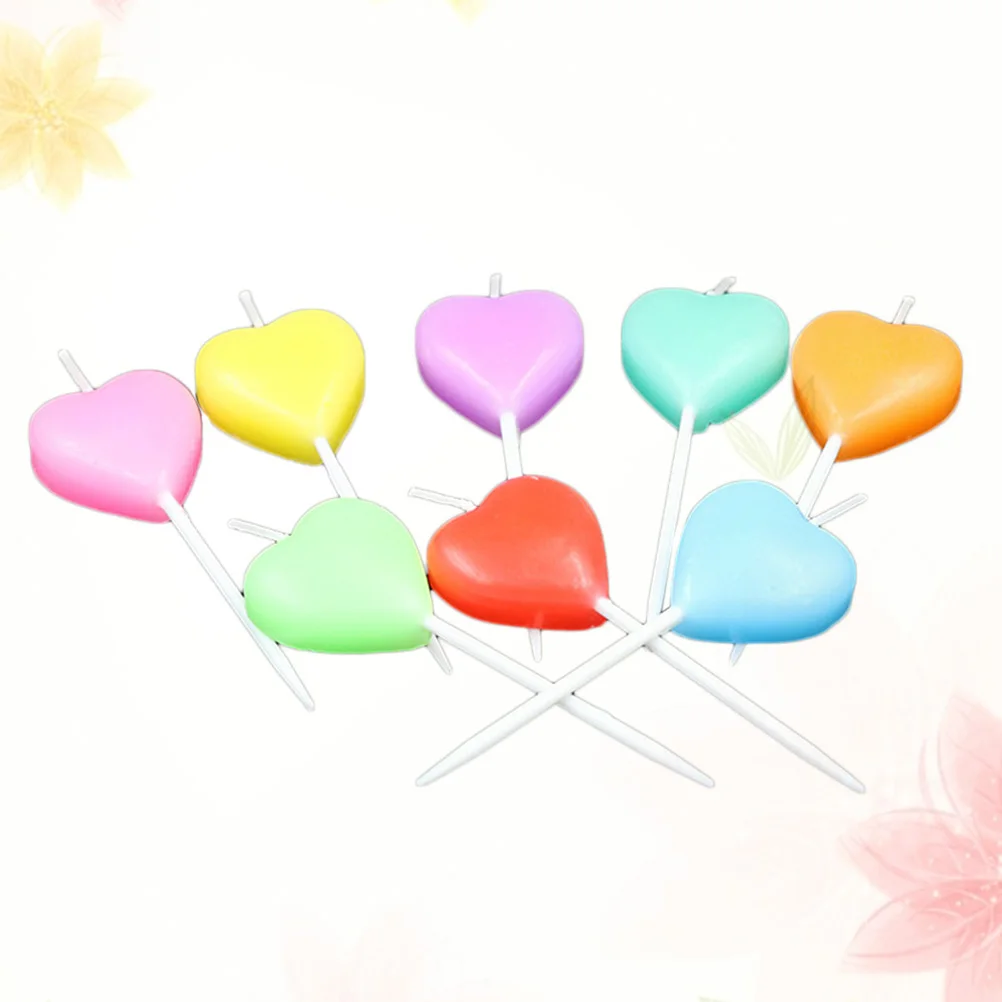

10pcs Heart Shape Birthday Cake Candles Party Supplies Eco Friendly Wax For Wedding Celebration Decorations