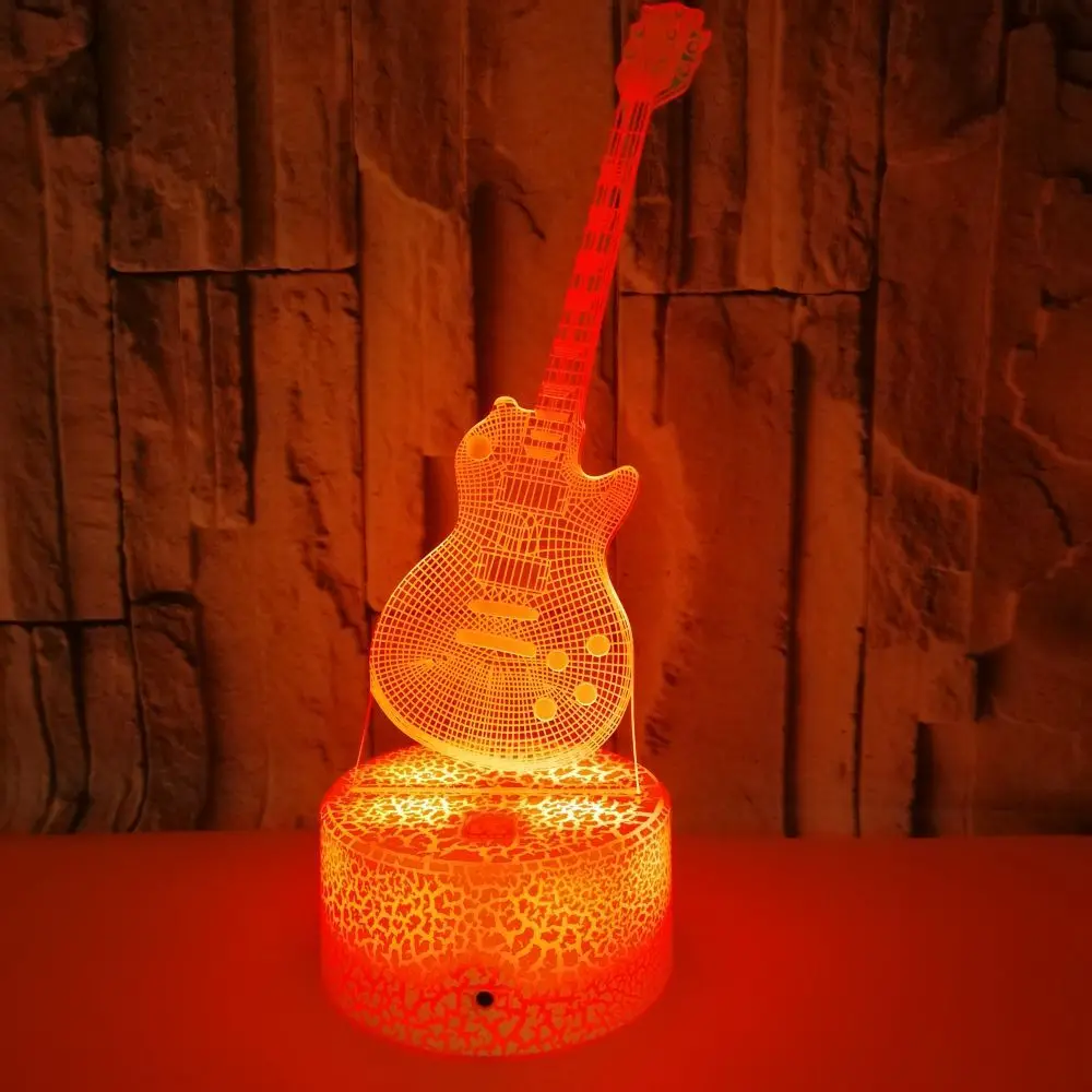 Nighdn Guitar 3D Night Light Led Illusion Night Lamp, mesita de noche, decoración de la habitación del hogar, regalos de cumpleaños de Navidad para niños y niñas