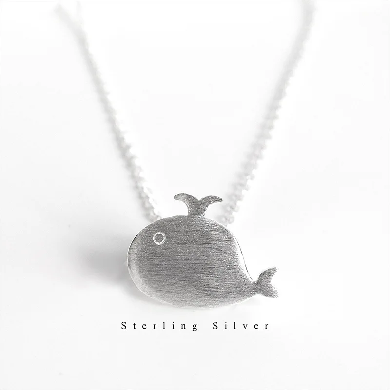 S925 Sterling Silver Whale Necklace Chic Korean Style Minimalist Collarbone Chain Jewelry for Women