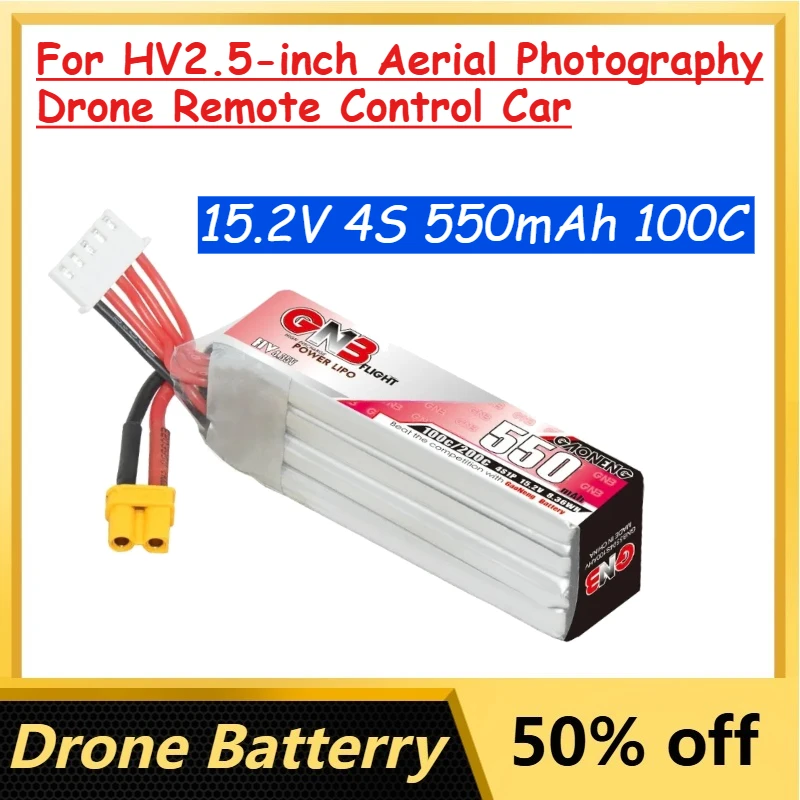 15.2V 4S 550mAh 100C Lipo Battery for HV2.5-inch Aerial Photography Drone Remote Control Car Quadcopter Replace Batteries