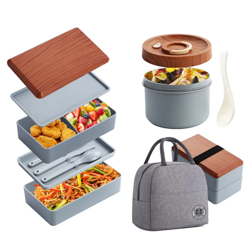 

Stackable Lunchbox Large Capacity Compartmentalized Lunchbox With Fork And Spoon Microwave-Safe Perfect For Office Workers