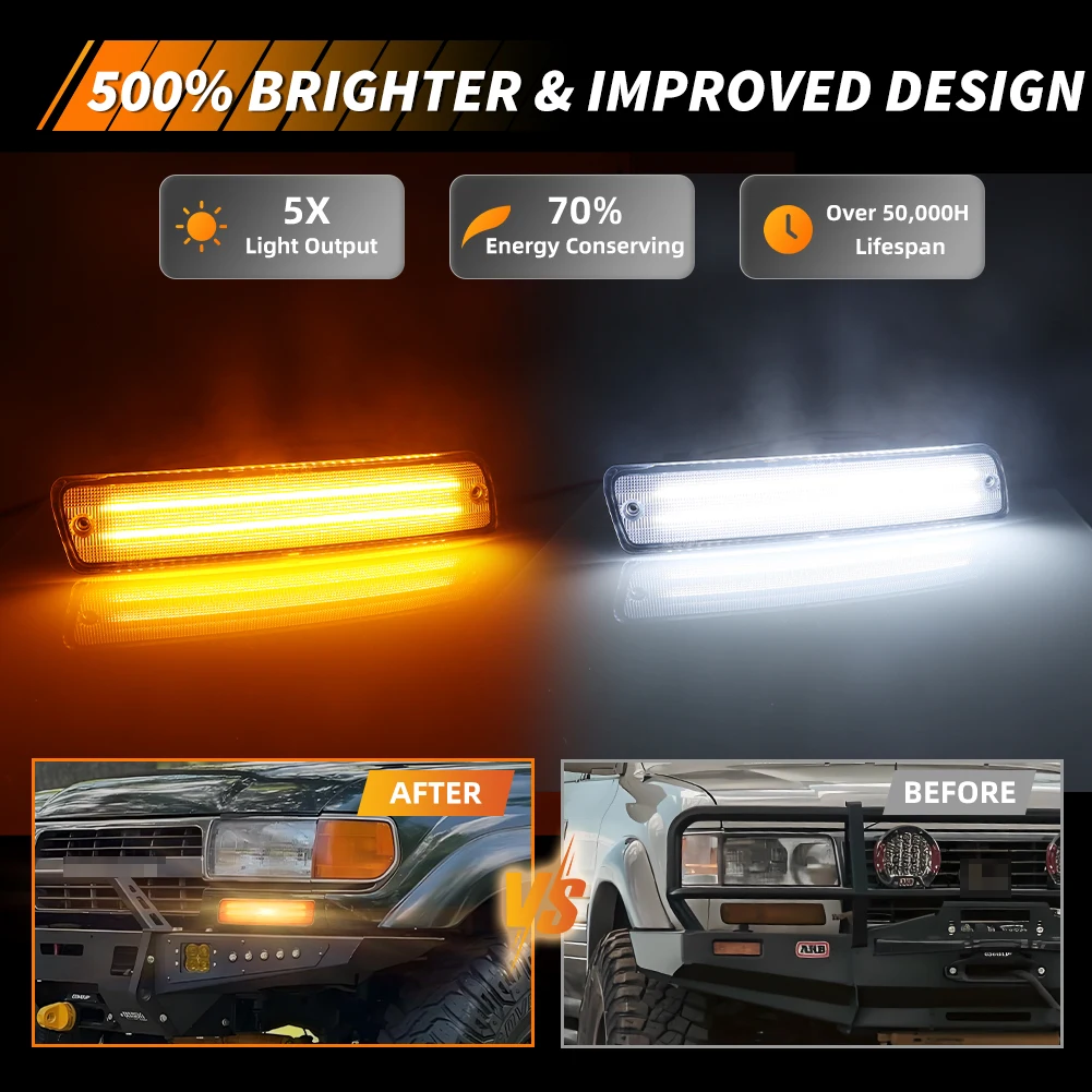2 قطعة المصد الأمامي بدوره مصباح إشارة مصباح إيقاف السيارة DRL ضوء ث/LED ل 1991-1997 تويوتا لاند كروزر FJ80 1995-1997 لكزس LX450