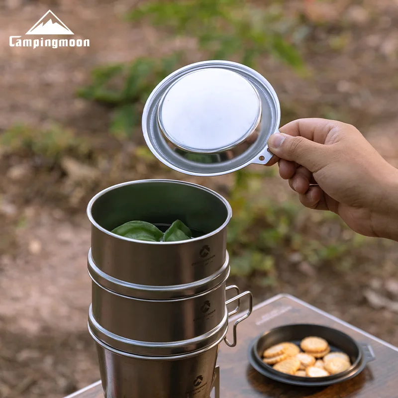CAMPINGMOON S-SD Stainless Steel Deep Snow Bowl Lid Camping Dish Dipping Tray Thickened Stainless Steel Small Frying Pan - view 3