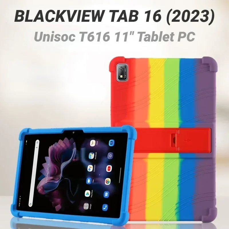 

Soft Silicon Cover For Blackview Tab16 Tab 16 (2023) Case 11" Tablet PC Kickstand Funda with 4 Shockproof Airbags Kids Safety