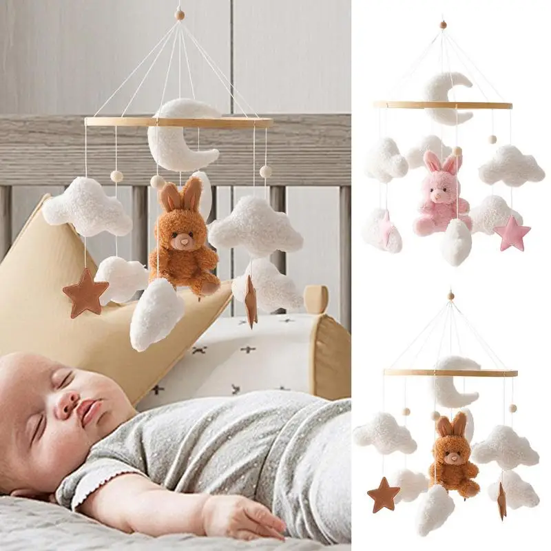 Baby Crib Mobile Bunny Nursery Mobile Baby Crib Decor Cartoon Toddler Bassinet Bunny Pendant Toys For Home Kids Room Bedroom