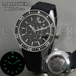 LARIMOKER 41.5mm men's watch Rubber strap Stainless steel case Dome sapphire glass, using NH72 transparent movement