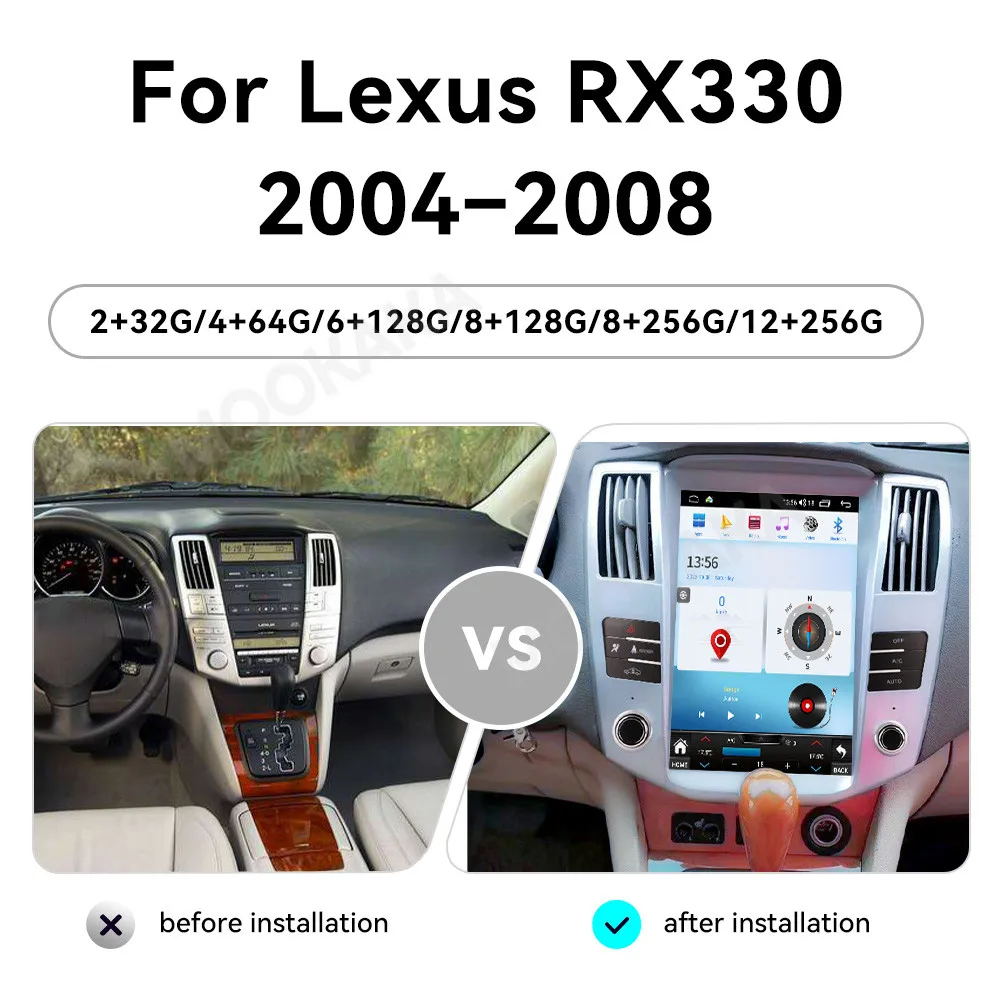 For Lexus RX RX300 RX330 RX350 RX400H 2004-2008 Car Radio Multimedia Player with Wireless CarPlay  Android Auto Autoradio Stereo