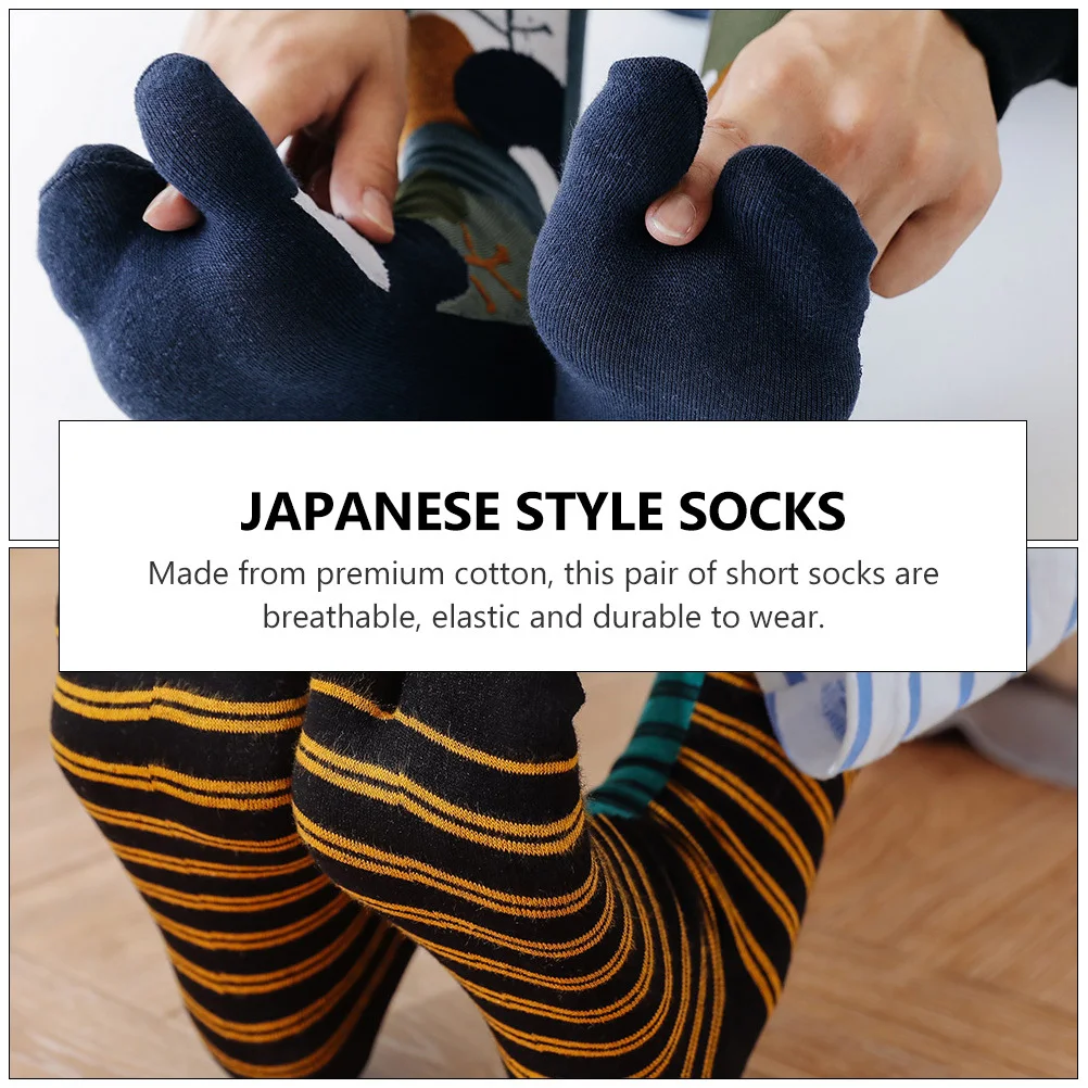 5pcs Split Toe Socks Japanese Style Cotton Comfortable Two-Toe Breathable Summer Stockings Creative Wearable Gift