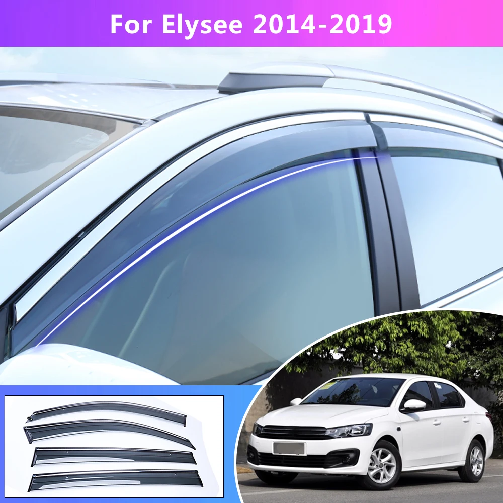 Window Weather Shield Sun Rain Visor Deflector Guard For Citroen C-Elysee 2014-2019 Car Styling Auto Accessories Awnings