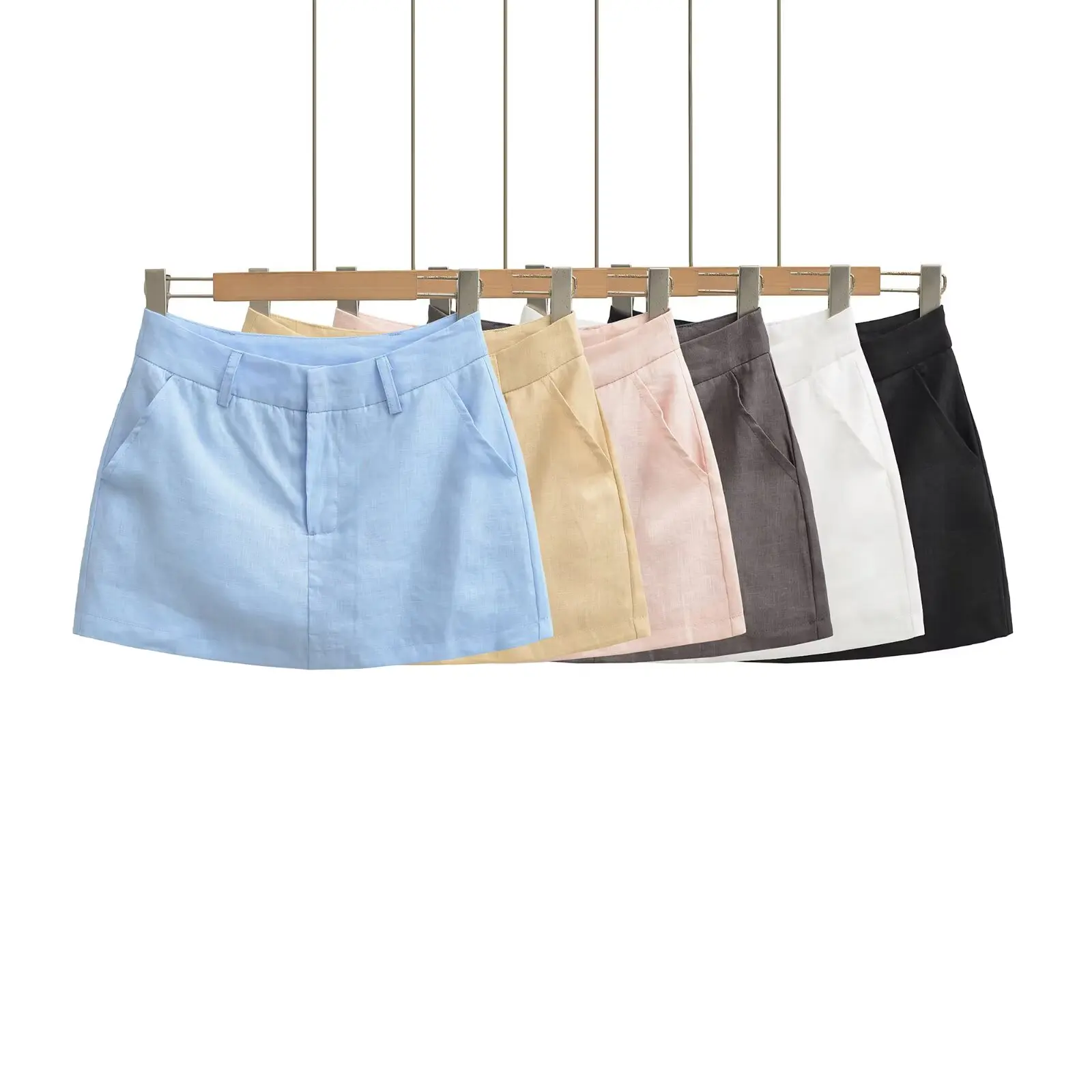 Sexy Low Waist Half Skirt with Pockets Prevents Exposure Casual Outerwear Pure Desire Internet Famous Body Shaping A-Line Skirt