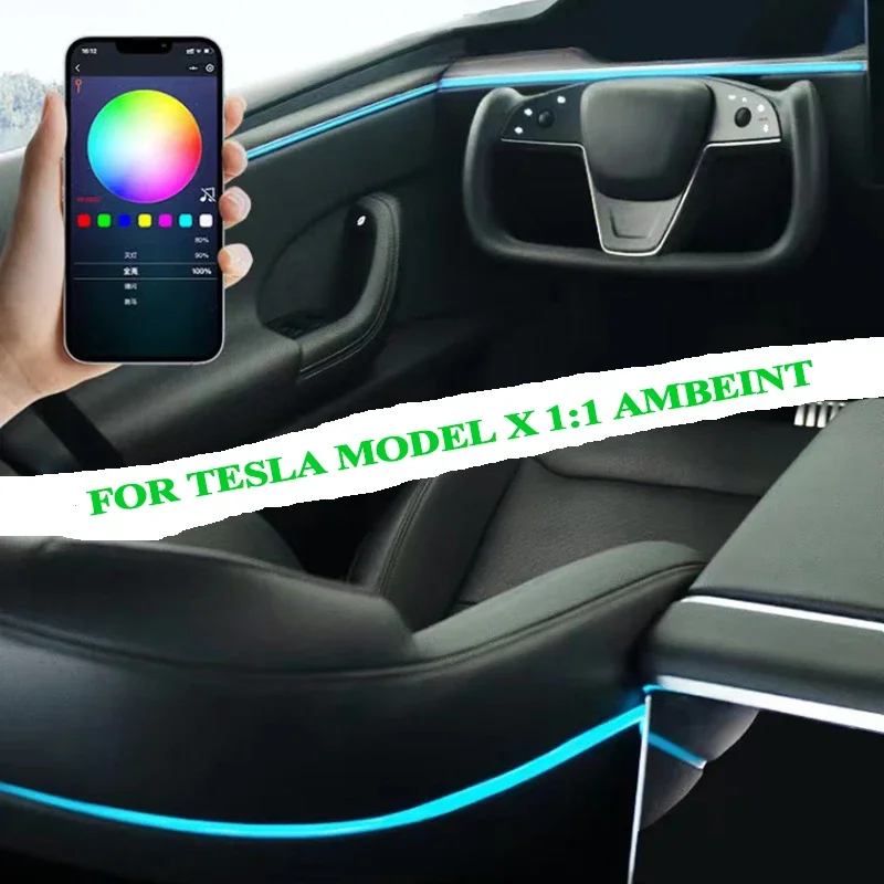 

For Tesla Model X Led Ambient Light Engraving Decorate Lamp Dashboard Symphony Atmosphere Lamp Multi-modal Rgb