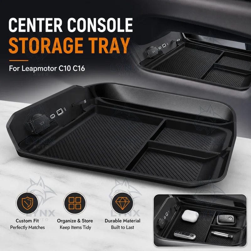 For Leapmotor C10 C16 Center Console Lower Storage Box Organizer Tray Custom Fit Car Storage Organizer Accessories