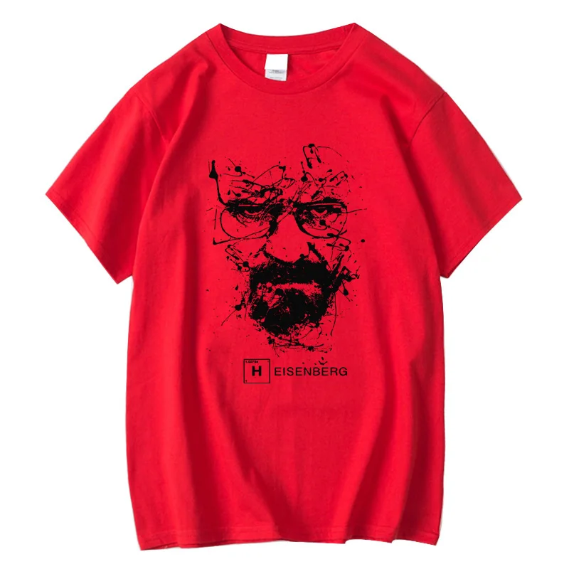 Abstract Splatter Portrait Print T‑Shirt Sketch Man Face Chemical Symbol Graphic Unisex Casual Tee White Pink Two Colors