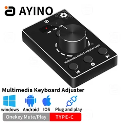 Mini multimedya klavye TYPE-C USB topuzu Onekey dilsiz/oyun ses denetleyicisi sessiz TV, PC ve telefonlar için Windows Mac Android iOS