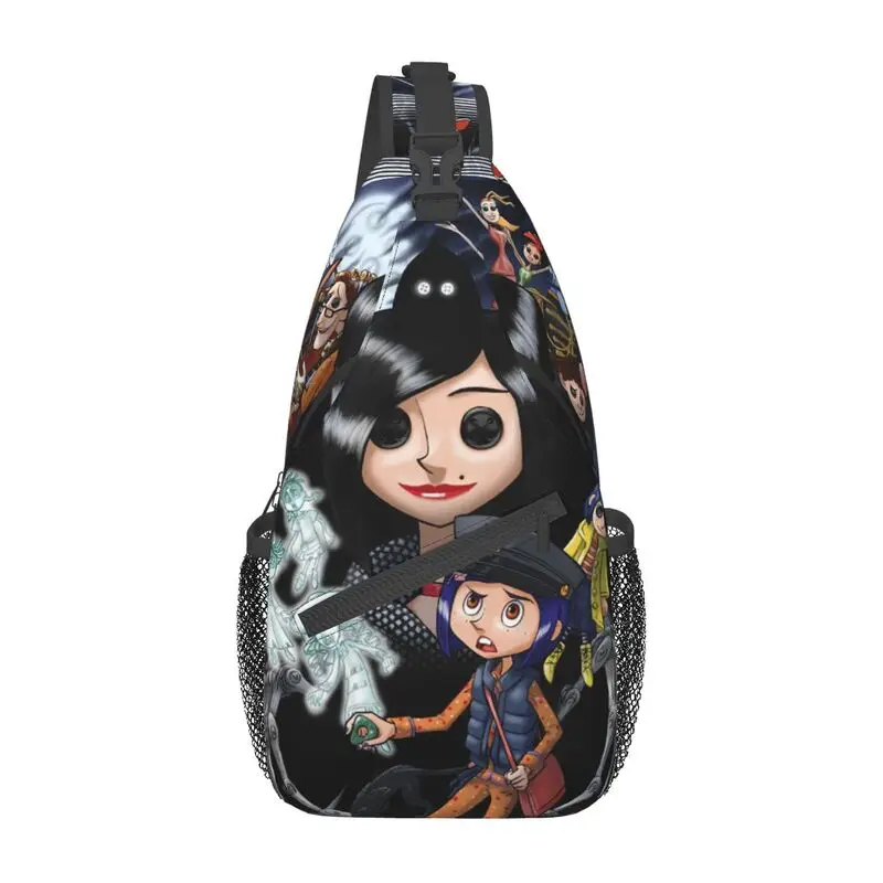 Personalizzato Halloween Horror Film Coraline Sling Bag uomo Cool spalla petto Crossbody zaino viaggio escursionismo Daypack