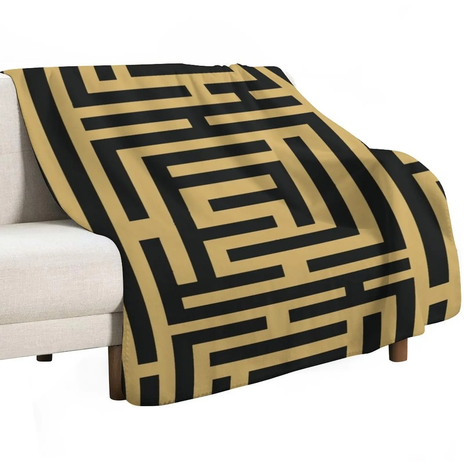 ?Aztec Black and Gold Pattern Geometric Throw Blanket Plaid on the sofa Bed For Decorative Sofa Sofa Thermal Quilt Blankets