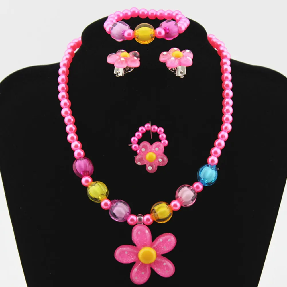 

2 Set Plastic Floral Jewelry Accessories Kit Young Girls Bracelet Cartoon Kids Party for Toddlers Little Jewellery
