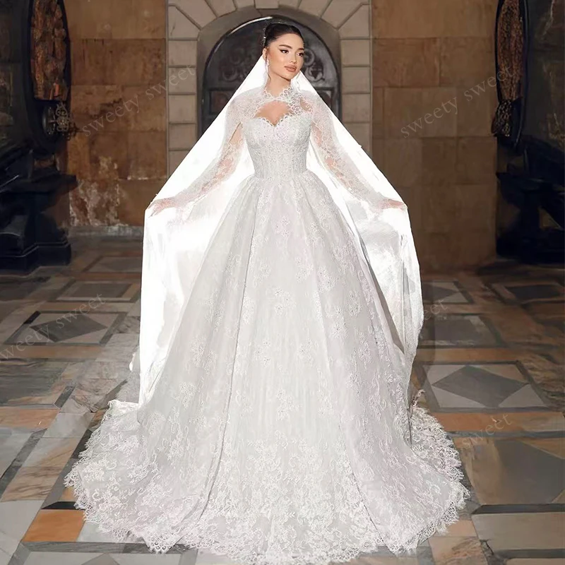 

Vintage Wedding Dress Detachable 2 In1 Mermaid Embroidered Lace On Net With O-Neck Fullsleeve Button Vestido De Novia Customized
