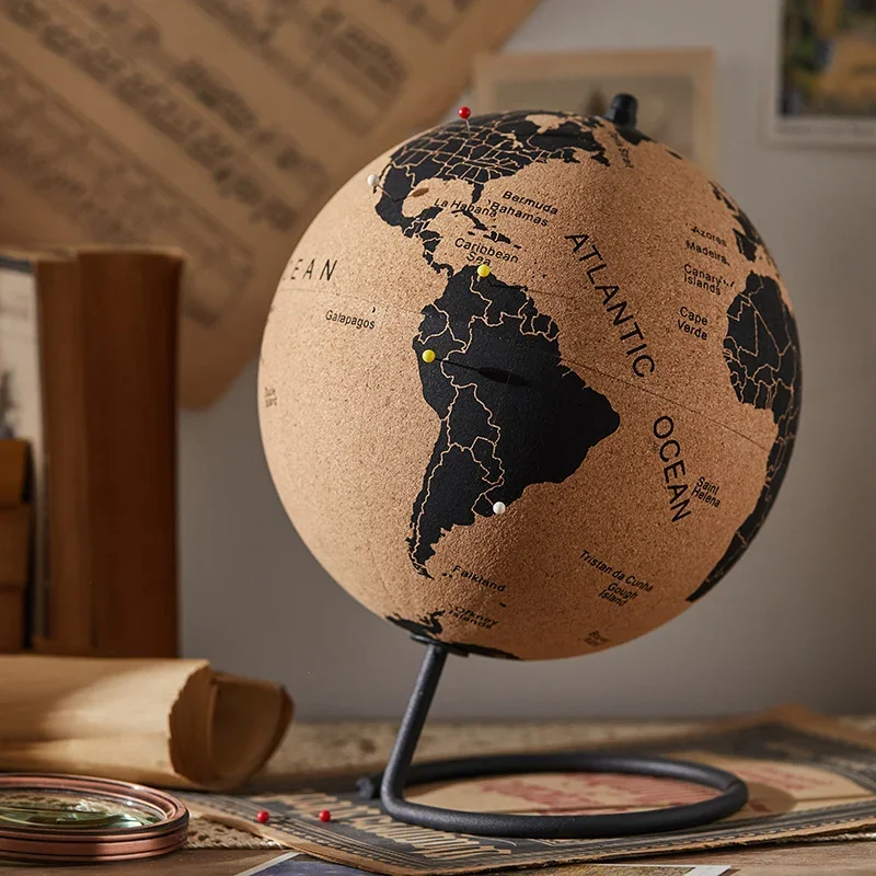 

European and American cork globe creative home study living room ins decorations ornaments gift gift wedding props