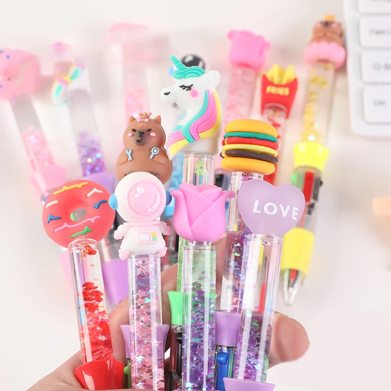 2 ชิ้น Creative Quicksand Mini ปากกาลูกลื่นการ์ตูนกด Neutral ปากกาอุปกรณ์สํานักงานโรงเรียนเครื่องเขียนนักเรียนของขวัญ