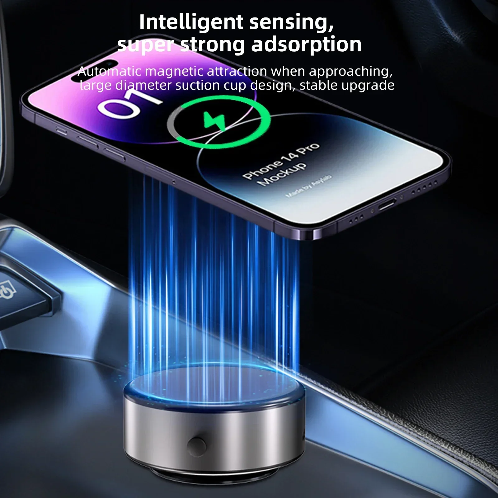 

Vacuum Suction Cup Car Phone Holder Bracket Stand with Wireless Charger Magnetic 360 Rotation Adjustable Phone Holder Adsorption