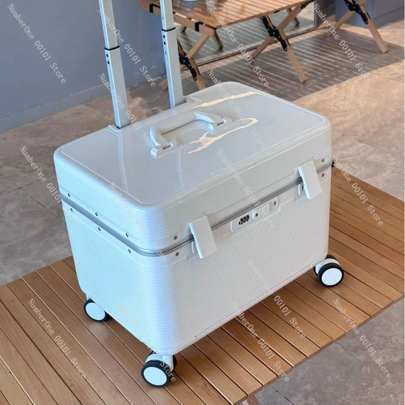 Photography Aluminum Frame Rolling Luggage Suitcase with Top Opening Lid Spinner Wheels Beauty Equipment Storage Carry On Cabin