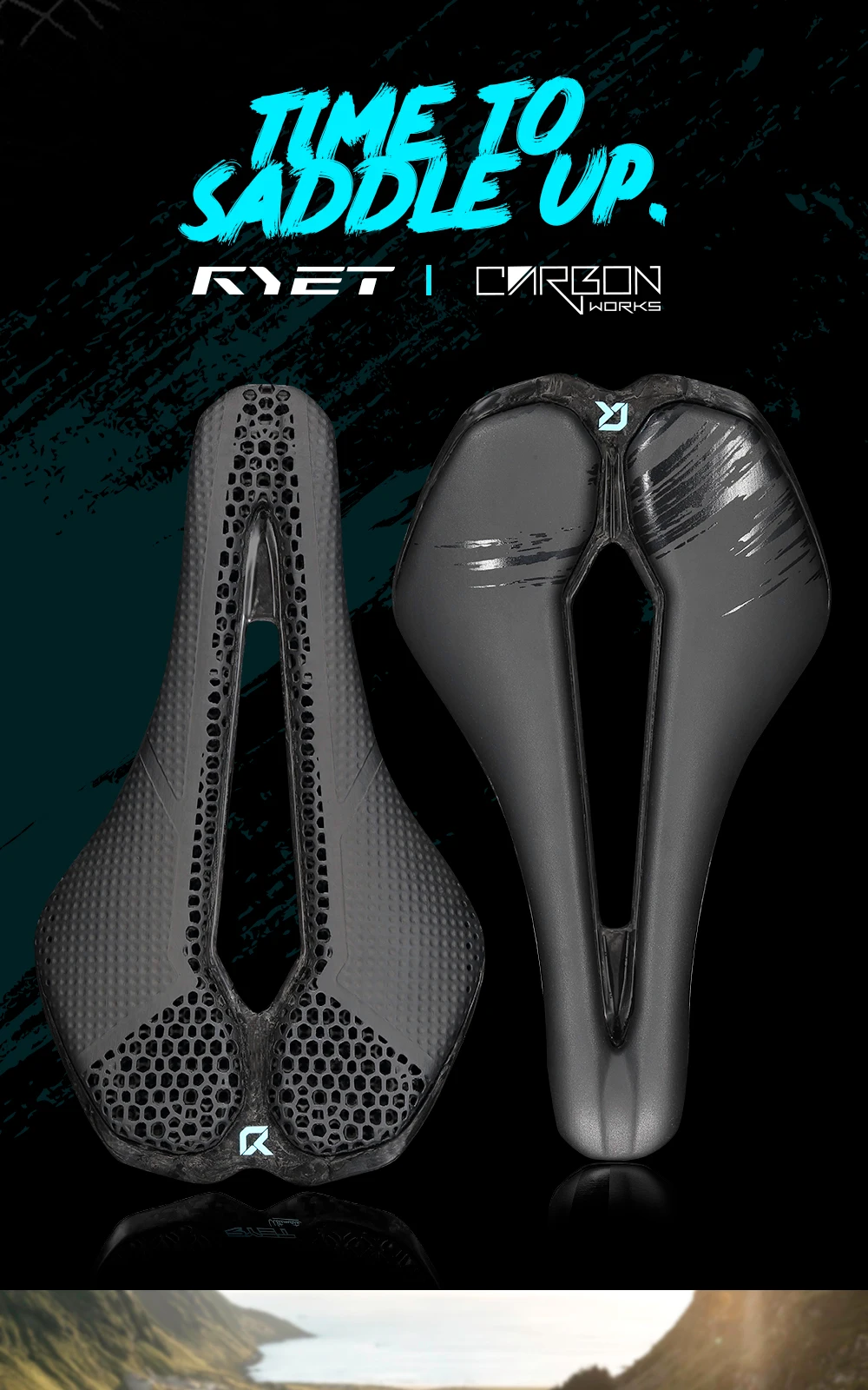RYET Carbon 3D Gedruckt Fahrrad Sattel Super Licht Rennrad MTB Sitz Teile Racing 7x9mm Sitzkissen Radfahren fahrrad Zubehör – Detail 1