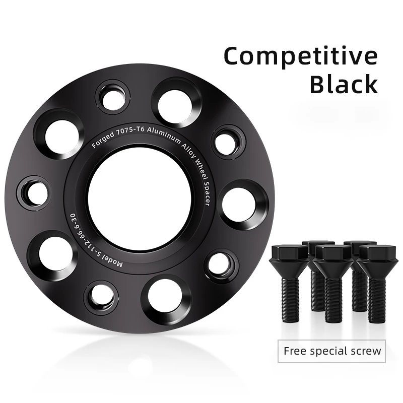 2 stuks 5x112 66.6 Hub Centric Zwart Gesmeed wiel spacer T6-7075 Voor Mercedes Benz GLB 15/20/25/30/35mm Met Uitgebreide Wiel Bouten - afbeelding 2