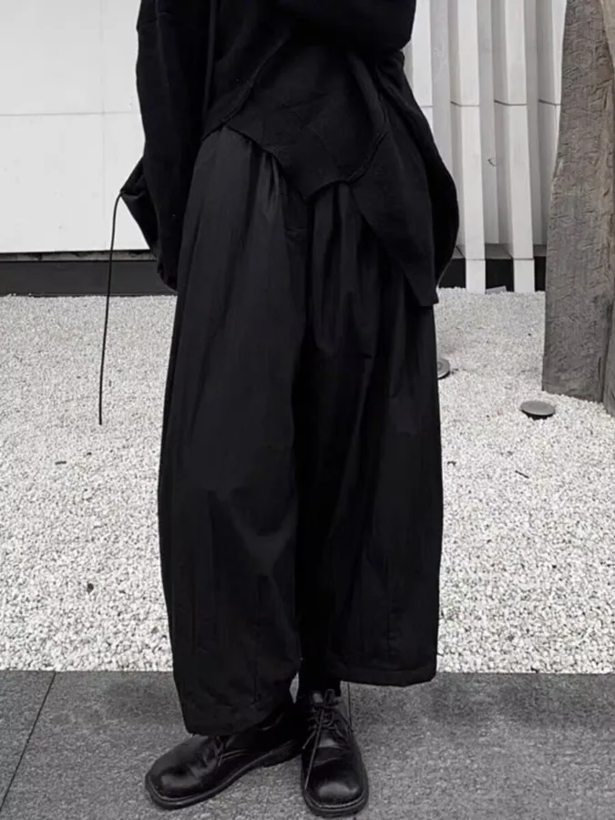 Casual Fce Lined Straight Leg Wide Leg Pants Women's Autumn Winter Loose Fit Comfortable Straight Cut Pants Japanese Sle