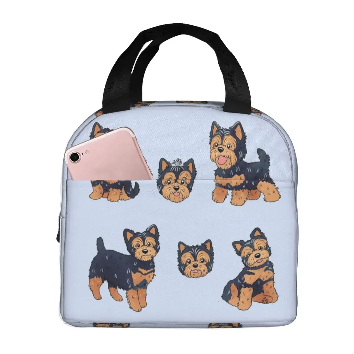Yorkshire Terrier Dog Pattern Insulated Lunch Bag for Women Kids Portable Food Boxes Thermal Lunch Box Tote