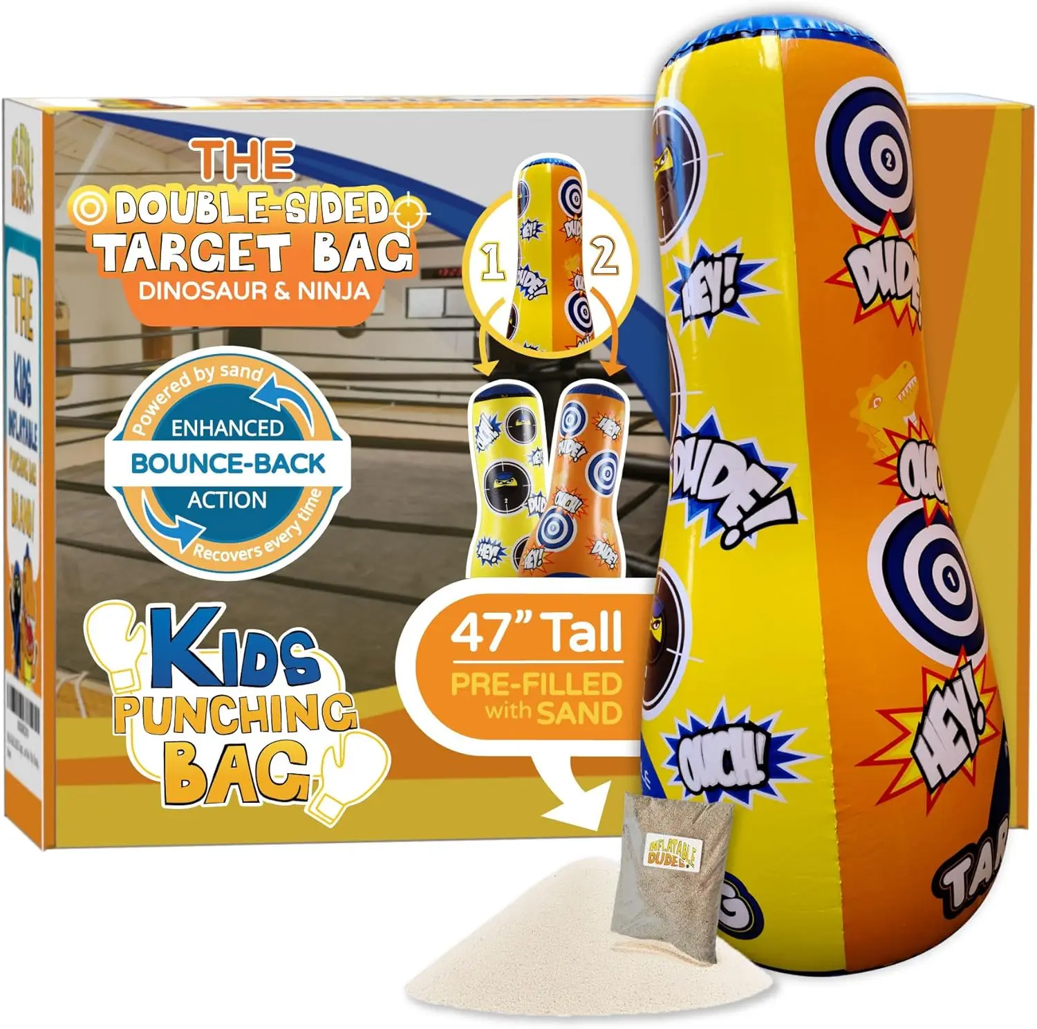 

Детский надувной боксерский мешок с песком, игрушка-мешок для игр в помещении и на улице, с улучшенным эффектом отскока